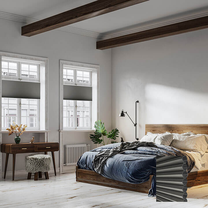 Turku Cordless Top Down Bottom Up Blackout Honeycomb Blinds Anthracite