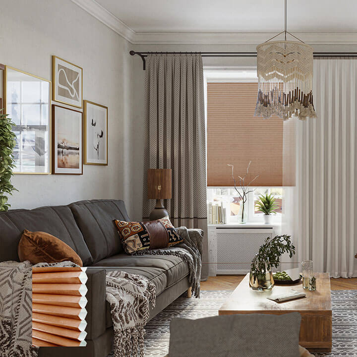 Turku Cordless Light-Filtering Honeycomb Blinds Terra Cotta