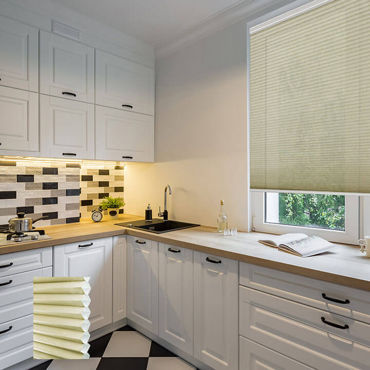 Turku Cordless Light-Filtering Honeycomb Blinds Spring Green