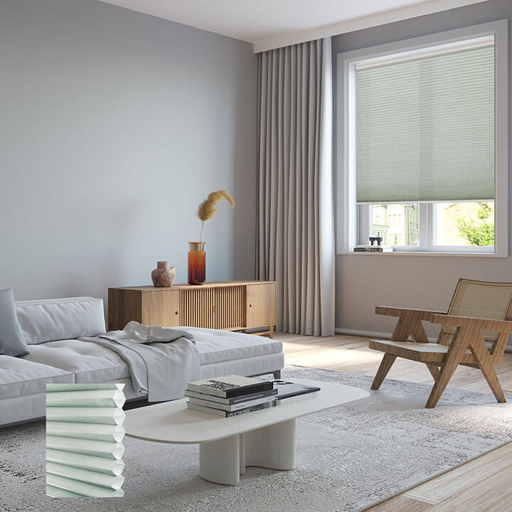 Turku Cordless Light-Filtering Honeycomb Blinds Water Green