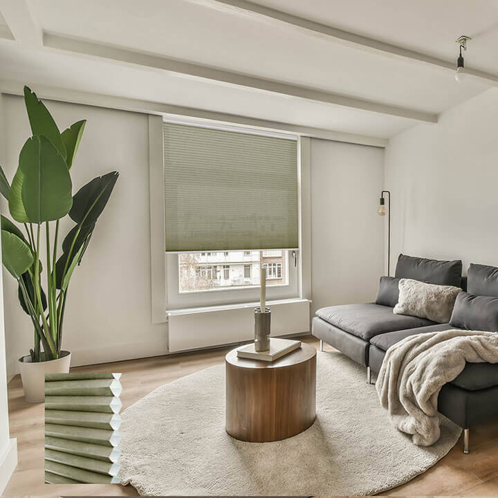 Turku Cordless Light-Filtering Honeycomb Blinds Avocado