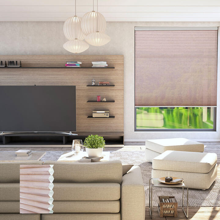 Turku Cordless Light-Filtering Honeycomb Blinds Roseate