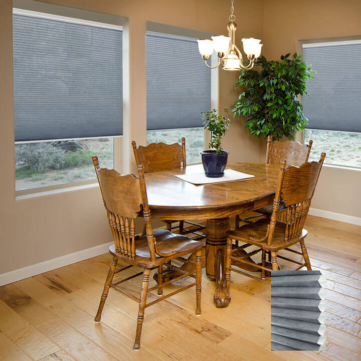 Turku Cordless Light-Filtering Honeycomb Blinds Royal Gray